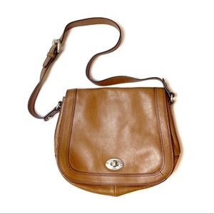 Fossil Brown Leather Messenger Shoulder Bag